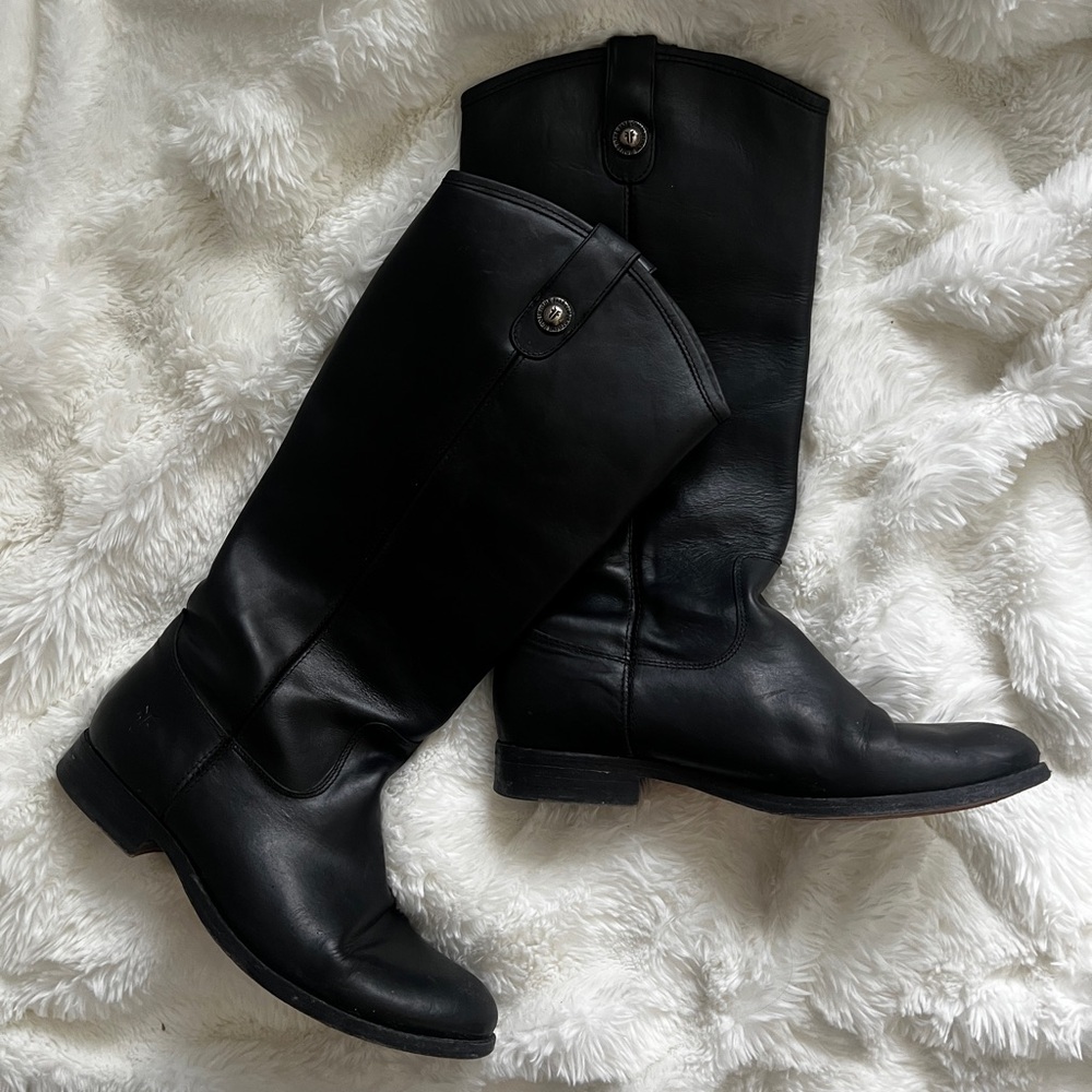 FRYE Black Leather Riding Boot - Extended Calf SIZE 8